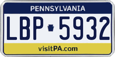 PA license plate LBP5932