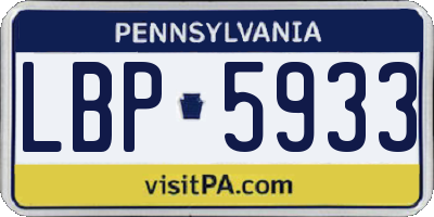 PA license plate LBP5933