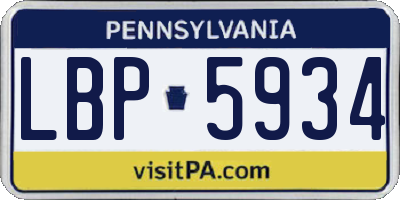 PA license plate LBP5934