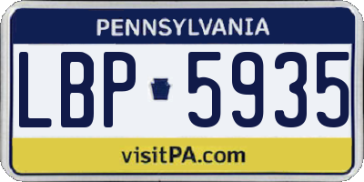 PA license plate LBP5935
