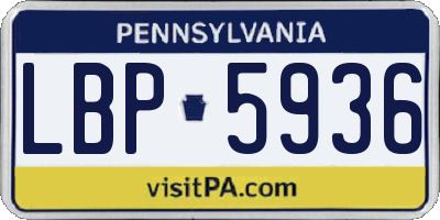 PA license plate LBP5936
