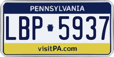 PA license plate LBP5937