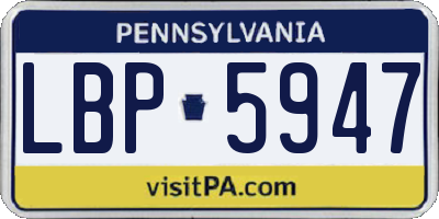 PA license plate LBP5947