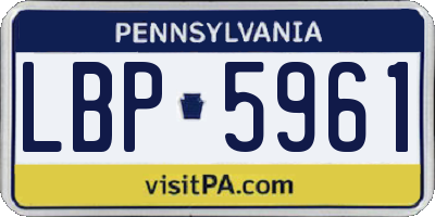 PA license plate LBP5961