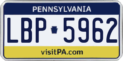 PA license plate LBP5962