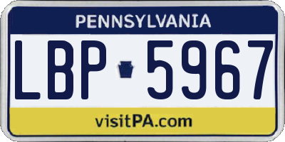 PA license plate LBP5967
