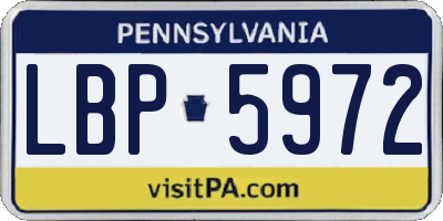 PA license plate LBP5972