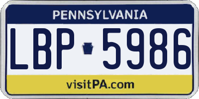 PA license plate LBP5986