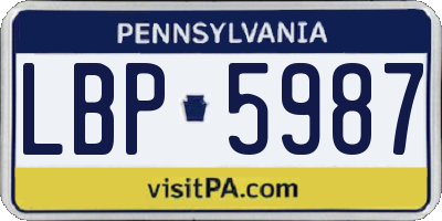 PA license plate LBP5987