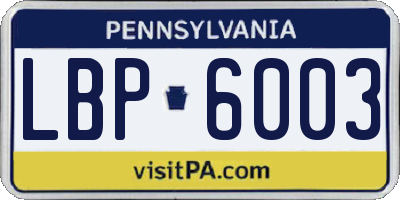 PA license plate LBP6003