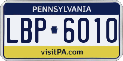 PA license plate LBP6010