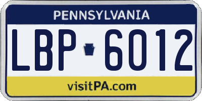 PA license plate LBP6012