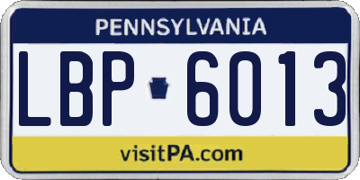 PA license plate LBP6013