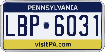 PA license plate LBP6031