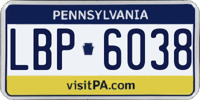 PA license plate LBP6038