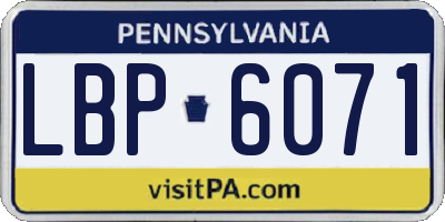PA license plate LBP6071