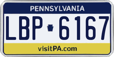 PA license plate LBP6167