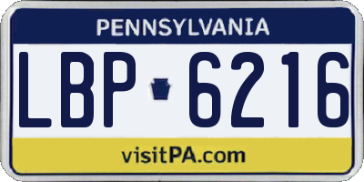 PA license plate LBP6216