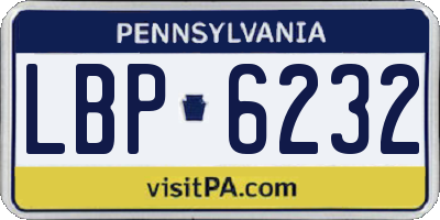 PA license plate LBP6232