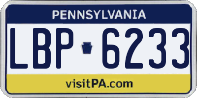 PA license plate LBP6233