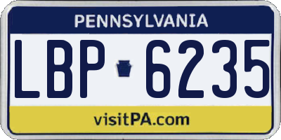 PA license plate LBP6235