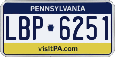 PA license plate LBP6251