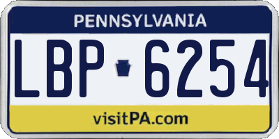PA license plate LBP6254
