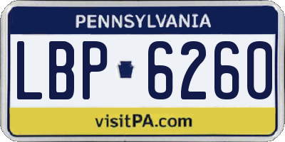 PA license plate LBP6260