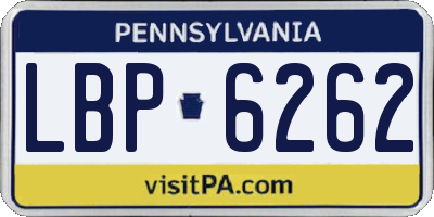 PA license plate LBP6262