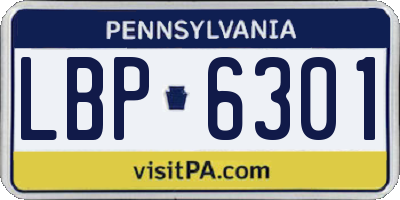 PA license plate LBP6301