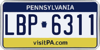 PA license plate LBP6311