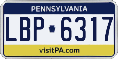 PA license plate LBP6317