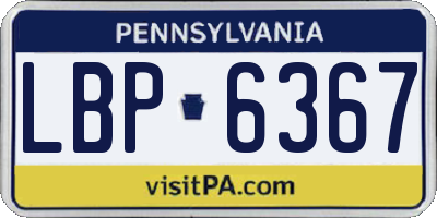 PA license plate LBP6367