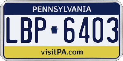 PA license plate LBP6403