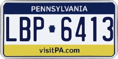 PA license plate LBP6413