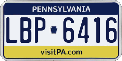 PA license plate LBP6416