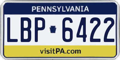 PA license plate LBP6422