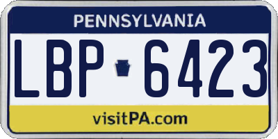 PA license plate LBP6423