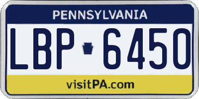 PA license plate LBP6450