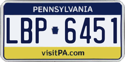 PA license plate LBP6451