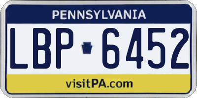 PA license plate LBP6452