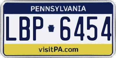 PA license plate LBP6454
