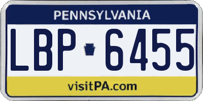 PA license plate LBP6455