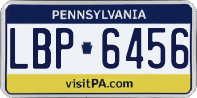 PA license plate LBP6456