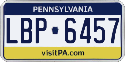 PA license plate LBP6457