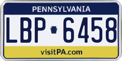 PA license plate LBP6458