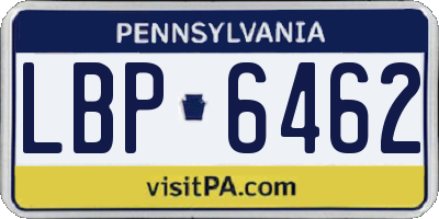 PA license plate LBP6462