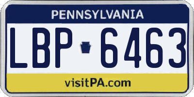 PA license plate LBP6463