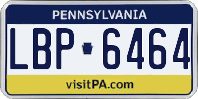 PA license plate LBP6464