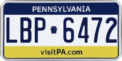 PA license plate LBP6472